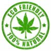 A green stamp of a cannabis leaf with the statement "eco friendly 100% natural" can be given to Washington and Colorado which not only has legalized recreational marijuana but hemp too.