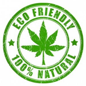 A green stamp of a cannabis leaf with the statement "eco friendly 100% natural" can be given to Washington and Colorado which not only has legalized recreational marijuana but hemp too.