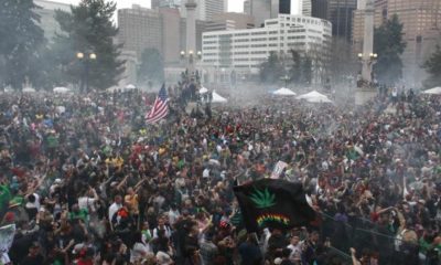 Crowds under a haze of smoke on 4/20 in Colorado, where legalization regulations are being put in place.
