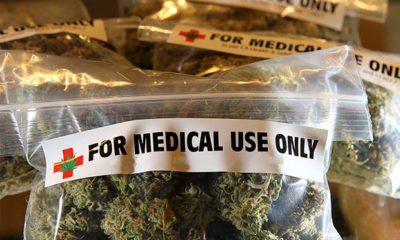A bag of dried buds labeled "For Medical Use Only" provided by Obamacare