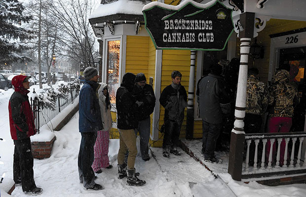 Patients in line at the Breckenridge Cannabis Club in Colorado, a line many other states hope to have soon.