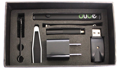 The Dube, by White Rhino, in it's kit complete with pen, cleaners, and charger.