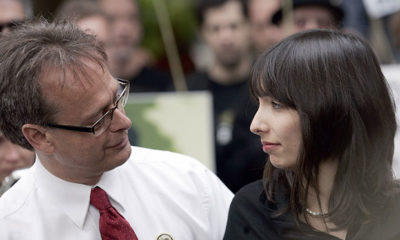 Prince of Pot, Marc Emery, with dark haired woman after he was released from prison.