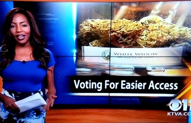 Charlo Greene, a leader of a cannabis activist group in Alaska, quits while on the air while reporting about the dangers of marijuana.