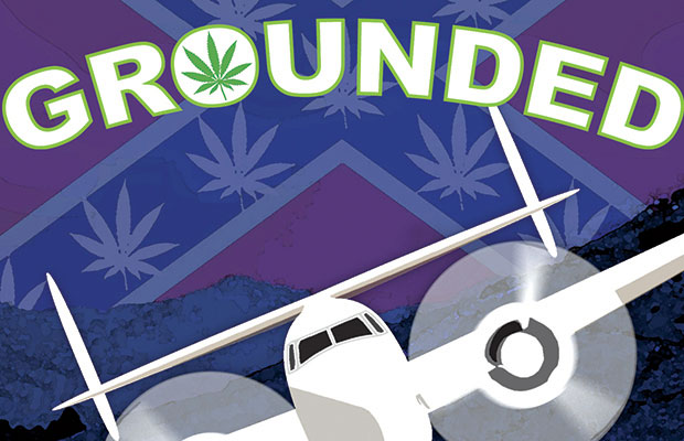 Poster for Book Grounded with Airplane and Pot Leaf Graphics