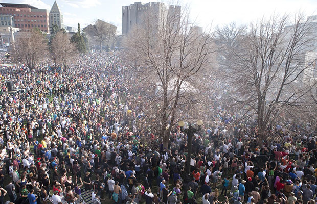 Crowds Gather on 420