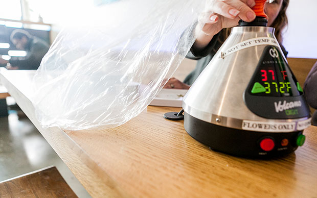 A Volcano Vaporizer Sits on a Table