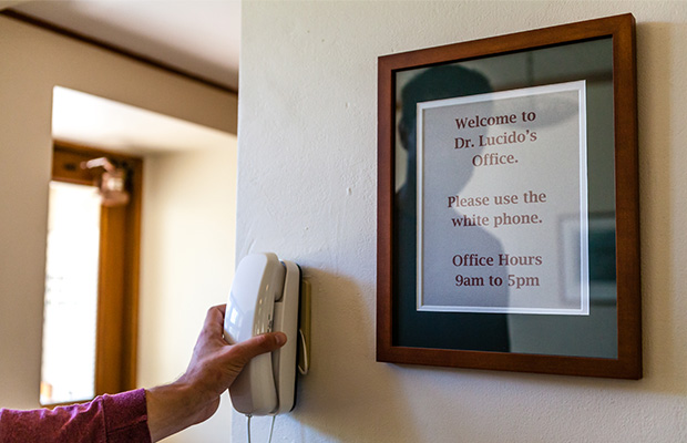 Sign welcoming patients to Dr. Lucido's office, one of the best in the United States