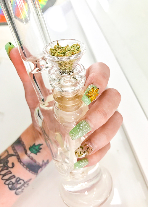Ganja glam meets nail art trends at the Mani Pedi Oh So Heady event in Los Angeles.
