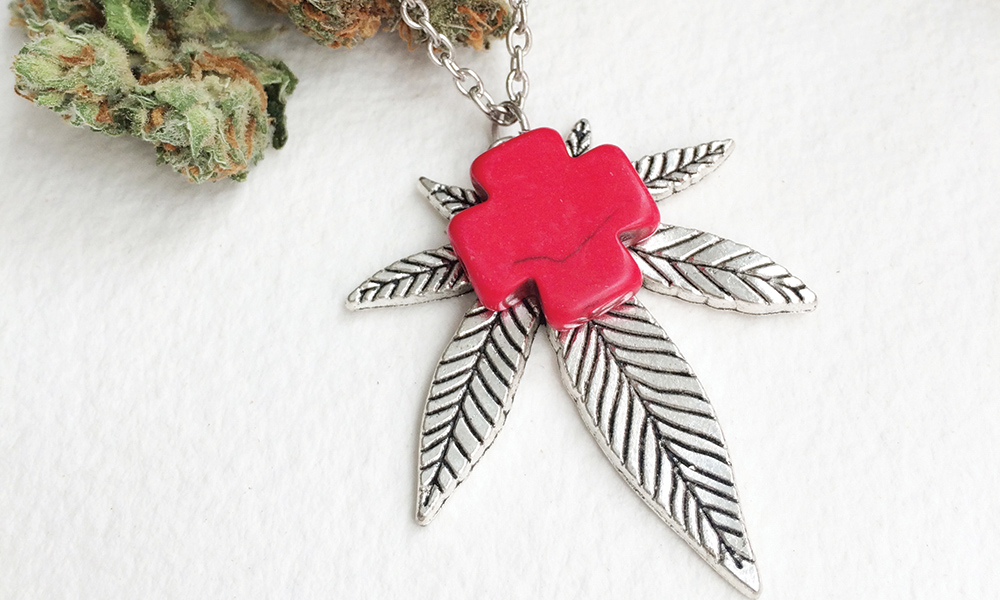 This necklace is a delicate way to wear your love of this natural medicine, plus a portion of the sales are donated to a medical marijuana charity 