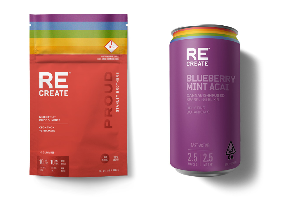 ReCreate's limited-edition Pride Month THC + CBD gummies and sparkling elixer