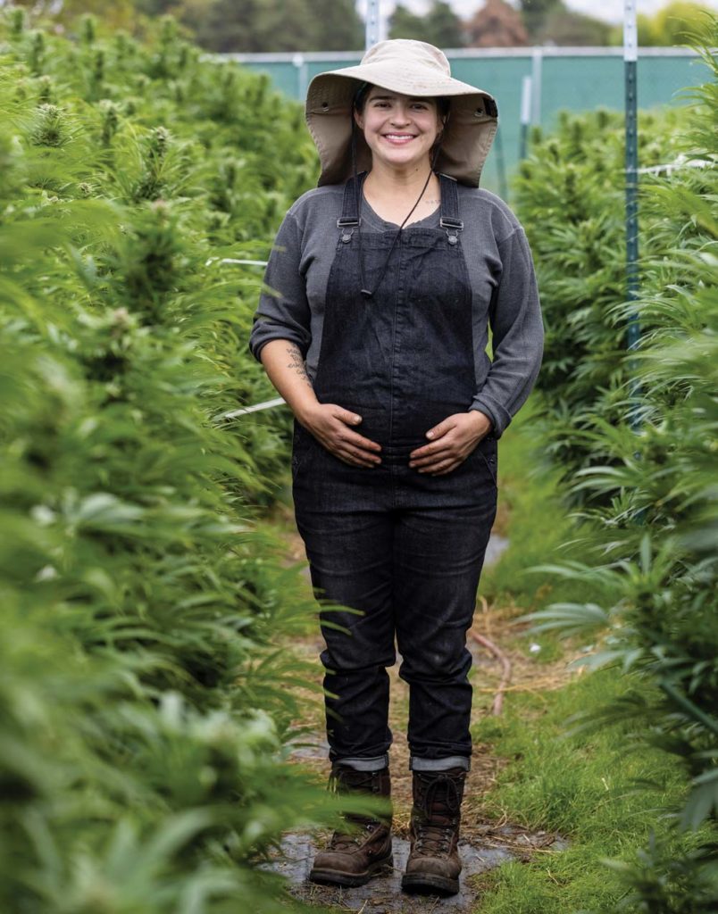 Melissa Beseda pregnant in cannabis field